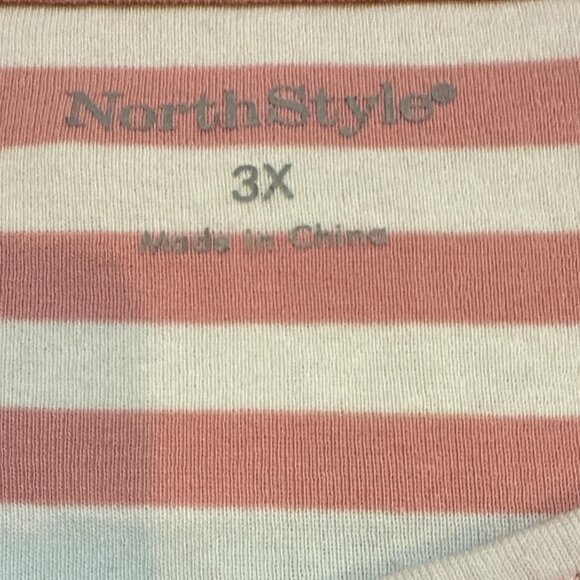 NorthStyle Pink & White Striped 3/4 Bell Sleeve Stretchy Top Women's Size 3X - Picture 4 of 7